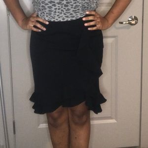 WHBM Black Ruffle Skirt